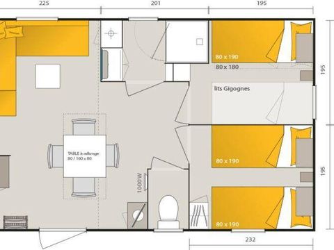 MOBILHOME 6 personnes - Mobil-home | Premium | 3 Ch. | 6 Pers. | Terrasse Lounge | Clim. | TV