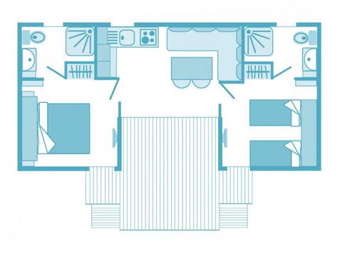 MOBILHOME 4 personnes - Mobil-home | Comfort | 2 Ch. | 4 Pers. | Terrasse surélevée | 2 SDB | TV