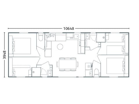 Mobilhome 8 personnes - PRESTA - 40m² - 4 chambres - 2 salles de bain - TV - Clim