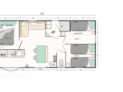 MOBILHOME 6 personnes - Premium | 3 Ch. | 6 Pers. | Terrasse Lounge | Clim. | TV