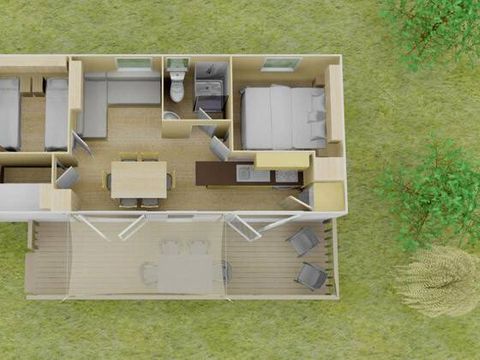 MOBILHOME 6 personnes - Mobil-home | Premium | 3 Ch. | 6 Pers. | Terrasse surélevée | 1 SDB | Clim.