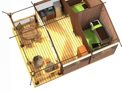Tente en toile et en bois 5 personnes - Lodge Kenya 34 (sans sanitaires)