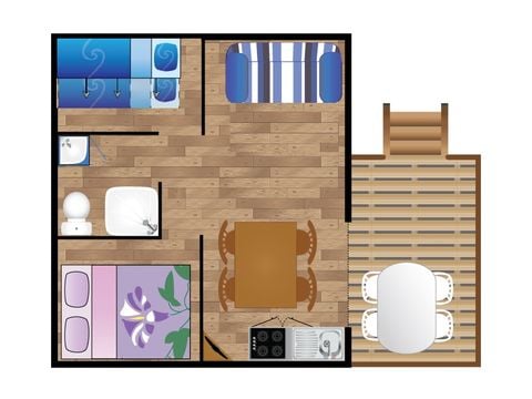 TENTE TOILE ET BOIS 4 personnes - Lodge IGUELDO 4 personnes