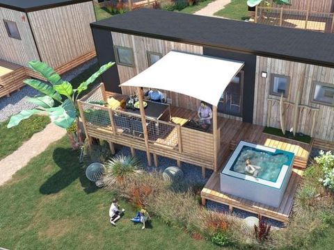 MOBILHOME 6 personnes - LUXE JARA (avec SPA et linge de lit inclus)