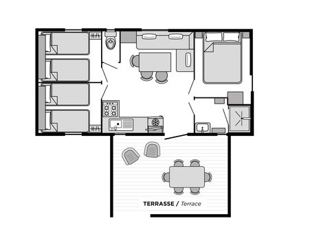 MOBILHOME 6 personnes - 3 chambres - CLIM - TV - LV