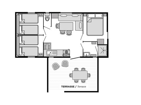 Mobilhome 6 personnes - 3 chambres - CLIM - TV - Lave-vaisselle