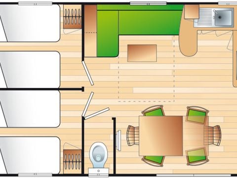 MOBILHOME 6 personnes - MH "Loisirs" - 3 ch - 7-14 ans-TV-chauffage