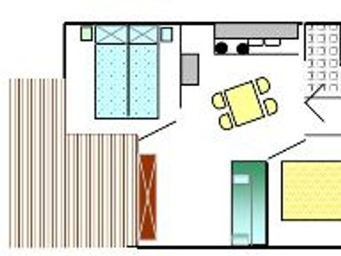Chalet 2/6 personnes - Confort -35m² -2 chambres - Terrasse semi-couverte - TV - Clim
