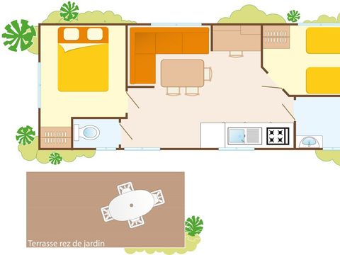 MOBILHOME 4 personnes - Mobil-home | Comfort | 2 Ch. | 4 Pers. | Terrasse surélevée | Clim.
