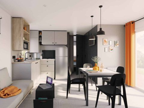 MOBILHOME 8 personnes - Mobil-home | Comfort | 4 Ch. | 8 Pers. | Terrasse surélevée | Cuisine extérieure | 2 SDB | Clim.