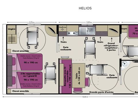 MOBILHOME 4 personnes - Mobilhome CHAUMIERE - PMR 2 chambres Climatisées 4 pers