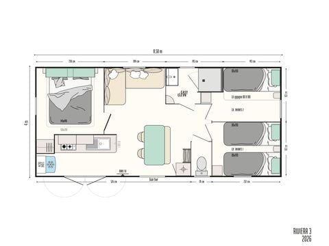 MOBILHOME 6 personnes - Mobilhome Premium Prestige 2026 - 3 chambres + Clim + Lave-vaisselle