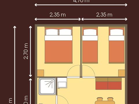 LODGE 5 personnes - Lodge Erable Confort 25m² - 2 chambres + Terrasse couverte 12m² 5 pers.
