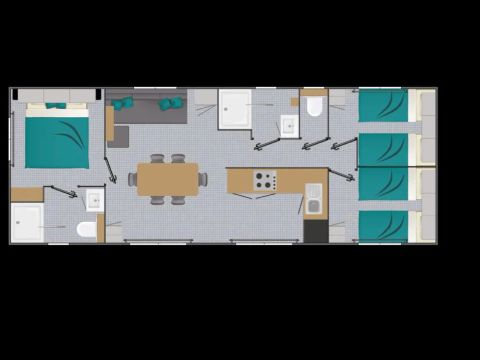 MOBILHOME 6 personnes - PREMIUM 40m² - (6pers) 3 CH  + 2 SDB + 2 WC+ TV +LV + BBQ + Terrasse