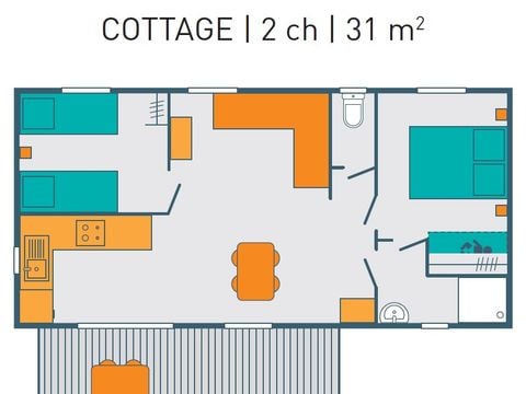 MOBILHOME 6 personnes - COTTAGE PREMIUM - Les Genêts | 4-6 pers.