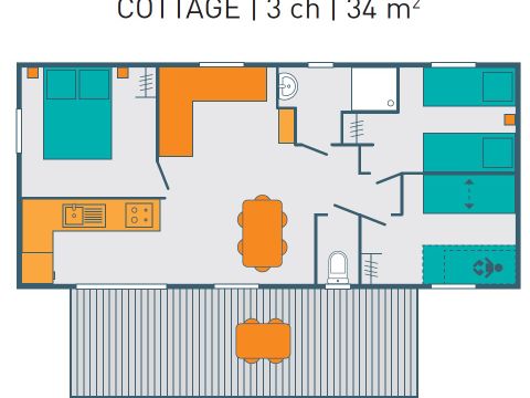 MOBILHOME 8 personnes -   COTTAGE PREMIUM - Les Genêts | 6-8 pers.