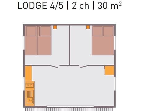 TENTE TOILE ET BOIS 5 personnes - Lodge Victoria 5 personnes – Toile & Bois – 30 m² – 2 chambres