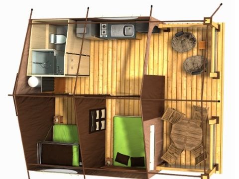 TENTE TOILE ET BOIS 5 personnes - LODGE CONFORT Victoria | 5 pers. 2 ch.