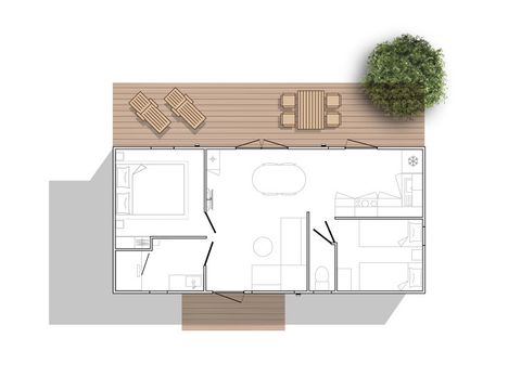 MOBILHOME 5 personnes - NEW 2023 ! Cottage MAGNOLIA + jacuzzi 32m² (2 chambres)