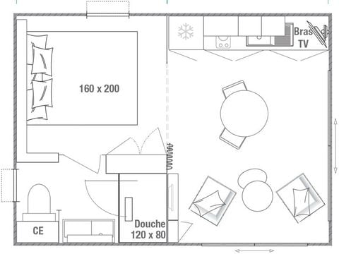 MOBILHOME 2 personnes - Cottage JASMIN + jacuzzi 21m² (1 chambre)