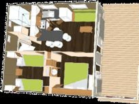 CHALET 7 personnes - Chalet VEGA 32m² (2 chambres), canapé lit dans le salon