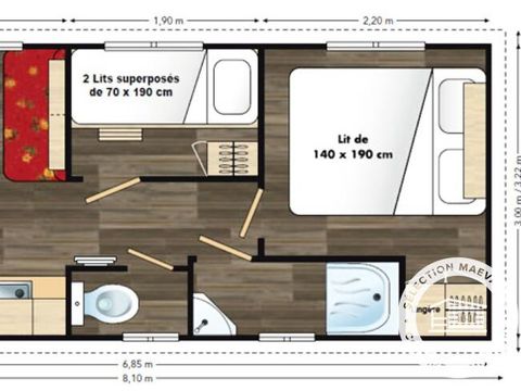 Hébergement 4 personnes - Roulotte 3 Pièces 4 Personnes + TV