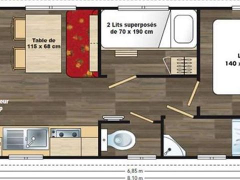Hébergement 4 personnes - Roulotte 3 Pièces 4 Personnes + TV