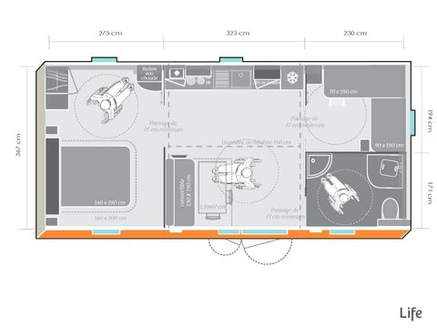 MOBILHOME 6 personnes - Mobil Home PMR Ty Lok 3 Pièces 4/6 Personnes + TV