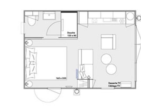 MOBILHOME 2 personnes - Mobil Home Ty Latz Lac 2 Pièces 2 Personnes + TV