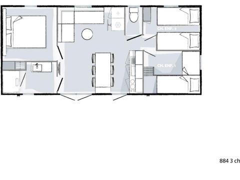 MOBILHOME 6 personnes - TY BIHAN LAC
