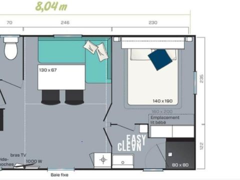 MOBILHOME 6 personnes - Mobil Home Ty Heol 3 Pièces 4/6 Personnes Climatisé + TV