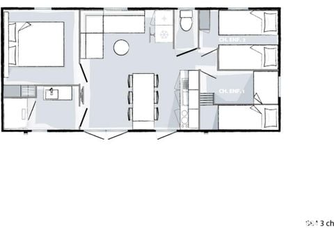 MOBILHOME 6 personnes - Mobil Home Ty Brehat Lac BMH 4 Pièces 6 Personnes Climatisé + TV