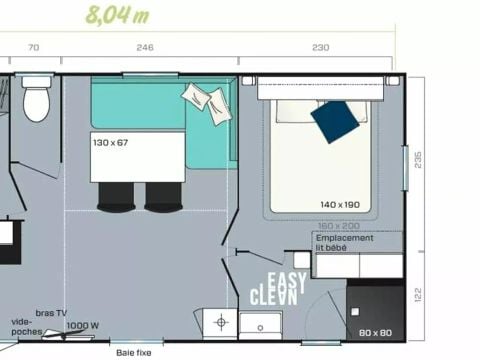 MOBILHOME 6 personnes - Mobil-Home Légénèse 3 Pièces 4/6 Personnes + TV