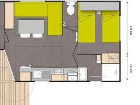 MOBILHOME 6 personnes - Mobil-home | Comfort | 2 Ch. | 4/6 Pers. | Terrasse simple | Clim. | TV