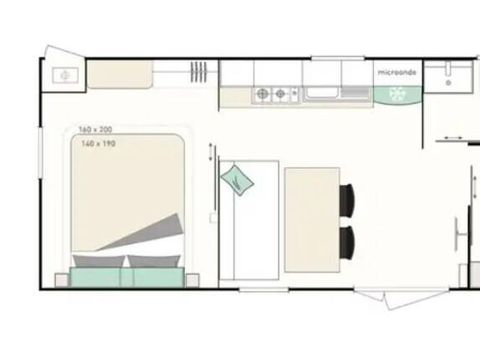 MOBILHOME 4 personnes - Mobil-home | Premium | 2 Ch. | 4 Pers. | Terrasse surélevée | Clim. | TV