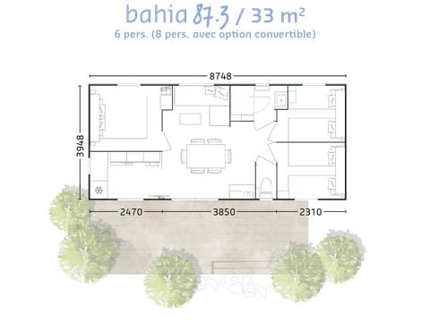 MOBILHOME 6 personnes - Mobil-Home CONFORT - 3 chambres - terrasse couverte - TV -