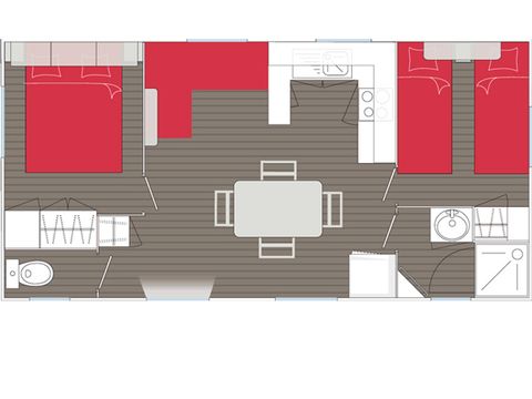 MOBILHOME 4 personnes - Florès CONFORT -2 chambres 30m²- *Clim, terrasse, TV*