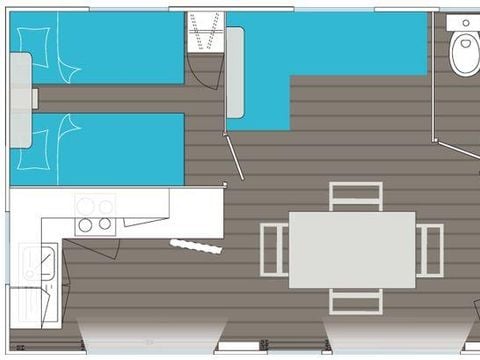MOBILHOME 6 personnes - Grand Large CONFORT -2 chambres 30m²- *Clim, terrasse, TV*
