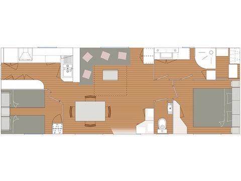 MOBILHOME 6 personnes - Baltimore PREMIUM -2 chambres 40m²- *Clim, terrasse, TV*