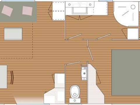 MOBILHOME 6 personnes - Baltimore PREMIUM -2 chambres 40m²- *Clim, terrasse, TV*