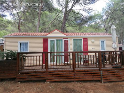 MOBILHOME 6 personnes - Florès 3 CONFORT -3 chambres 32m²- *Clim, terrasse, TV*