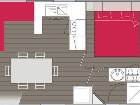 Mobilhome 6 personnes - Florès 3 CONFORT -3 chambres 35m²- *Clim, terrasse, TV*