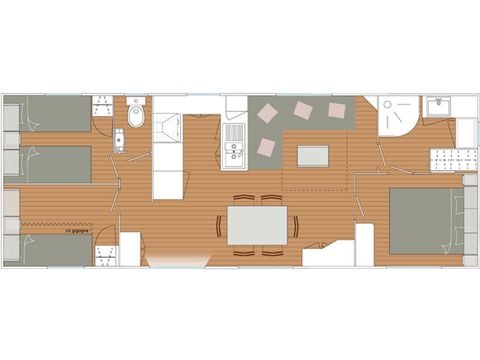Mobilhome 6 personnes - Blueberry 3 PREMIUM -2 chambres 40m²- *Clim, terrasse, TV*