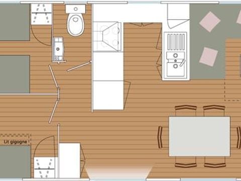 Mobilhome 6 personnes - Blueberry 3 PREMIUM -2 chambres 40m²- *Clim, terrasse, TV*