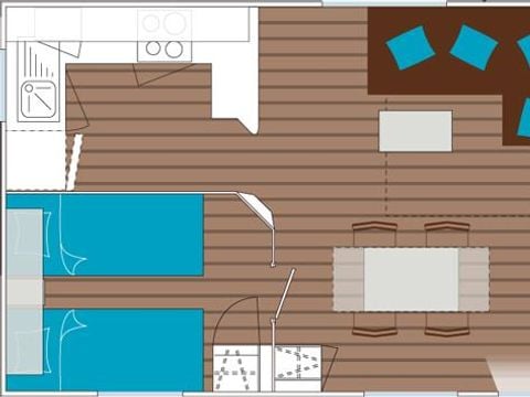 Mobilhome 4 personnes - Sumba CONFORT -2 chambres 32m²- *Clim, terrasse, TV*