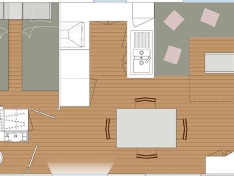 Mobilhome 4 personnes - Blueberry PREMIUM -2 chambres 32m²- *Clim, terrasse, TV*