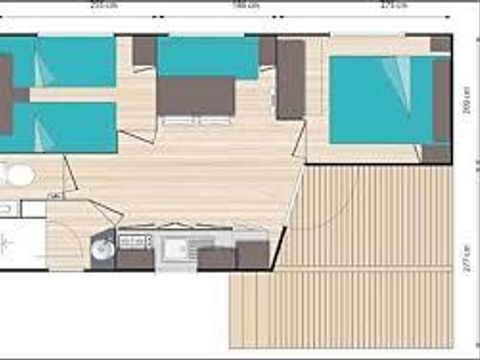 Mobilhome 4 personnes - 20m² - 2 chambres - Terrasse semi couverte 7,50m²