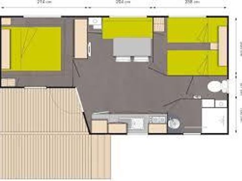 Mobilhome 4 personnes - 20m² - 2 chambres - Terrasse semi couverte 7,50m²