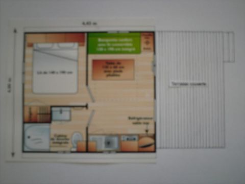Mobilhome 2 personnes - 16m² - 1 chambre - Terrasse couverte 10m²