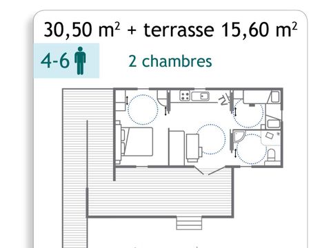 MOBILHOME 6 personnes - Mobil home - PMR - 30.5m² 6 pers